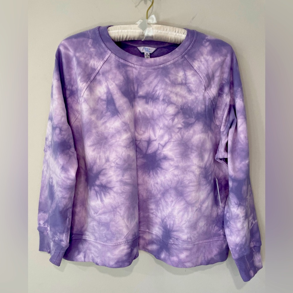 Time & Tru Women's Fashion Tie-Dye Raglan Sweatshirt Lavendar Tie Dye…